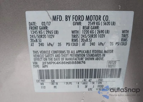 2017 Ford Edge Titanium из США, поврежденный, VIN 2FMPK4K86HBB55676